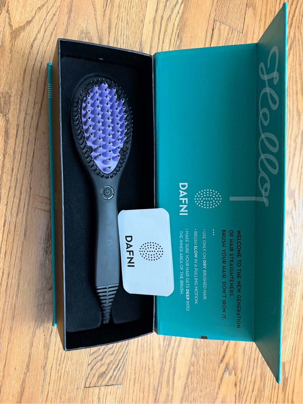 DAFNI Hair Straightening Ceramic Brush β Black/Purple β Original Box